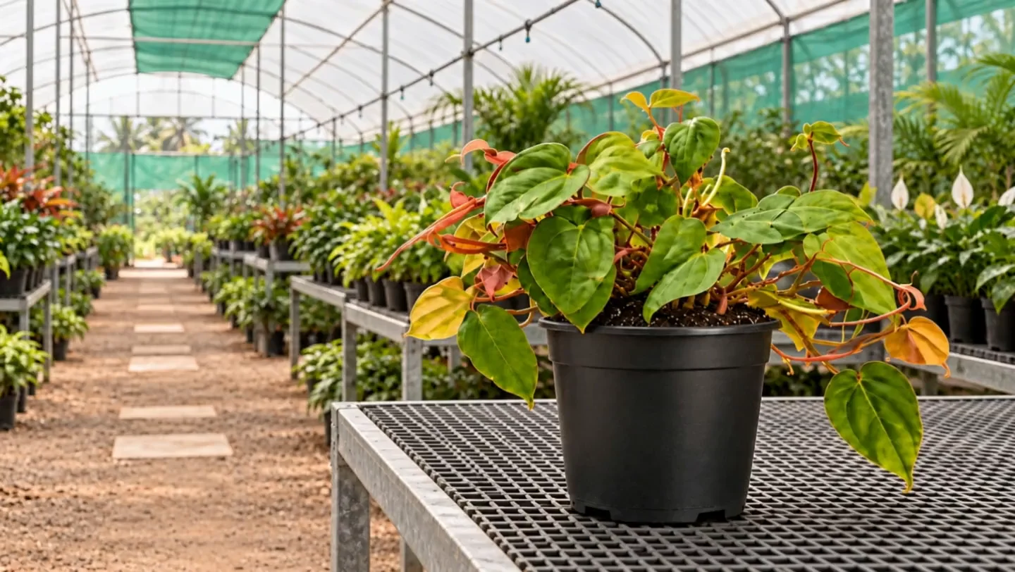 The plant lifts from its nursery pot